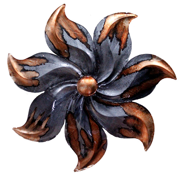 29" X 2" X 29" Copper And Pewter Metal Large Flower Wall Decor