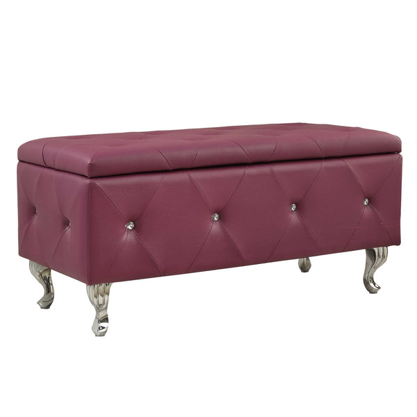 Purple Tufted Hard Wood Storage Bench