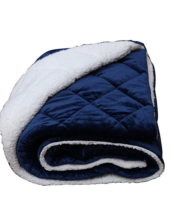 Super Soft Quilted Navy Navy Blue and Fleece Throw Blanket