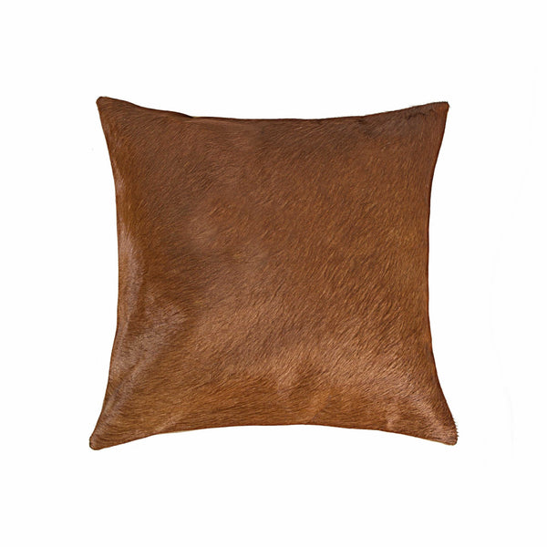 18" x 18" x 5" Brown Cowhide  Pillow