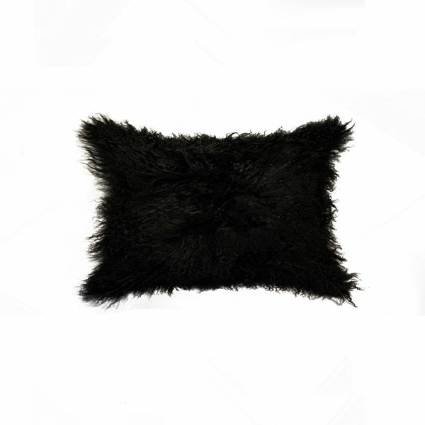 12" x 20" Black Sheepskin Pillow