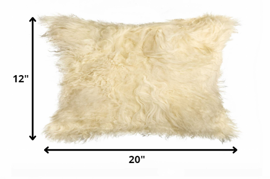 12" x 20" x 5" Natural Sheepskin  Pillow