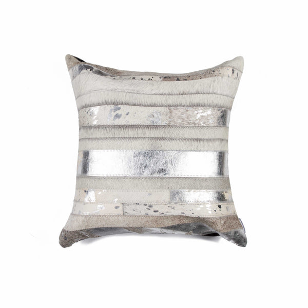 18" x 18" x 5" Gray And Silver  Pillow