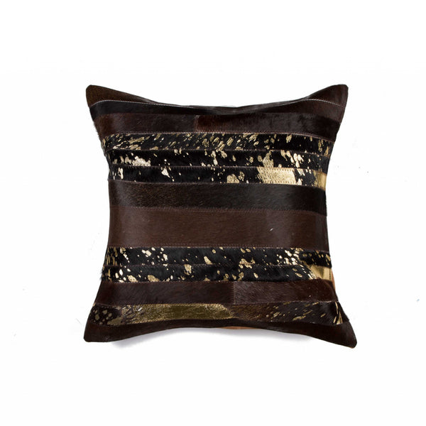 18" x 18" x 5" Chocolate And Gold  Pillow