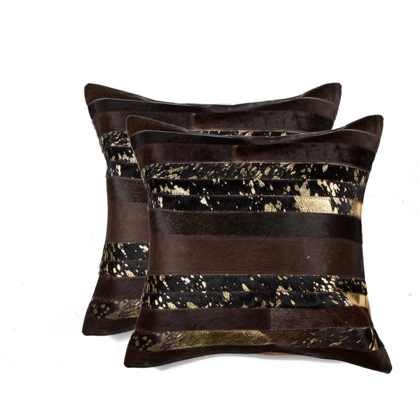 18" x 18" x 5" Gold And Chocolate  Pillow 2 Pack