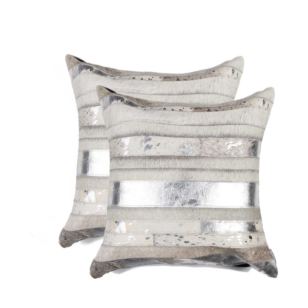 18" x 18" x 5" Silver And Gray  Pillow 2 Pack