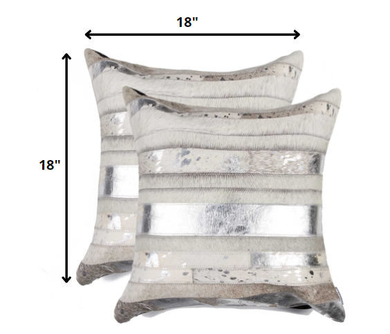 18" x 18" x 5" Silver And Gray  Pillow 2 Pack