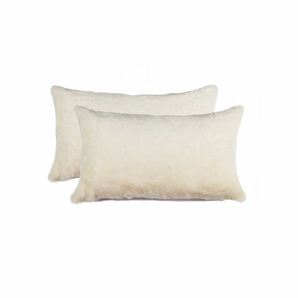 12" x 20" x 5" Natural Cowhide  Pillow 2 Pack