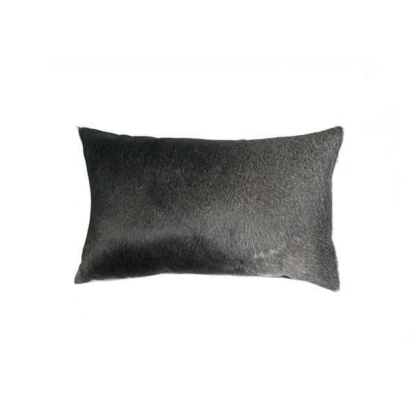 12" x 20" x 5" Gray And White Cowhide  Pillow