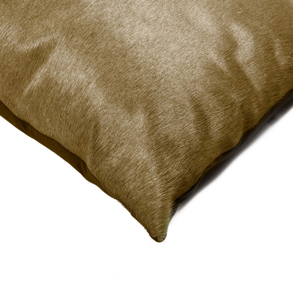 12" x 20" x 5" Taupe Cowhide  Pillow