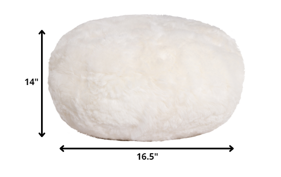 16.5" x 16.5" x 14" White Short-Hair Sheepskin - Ottoman Pouf