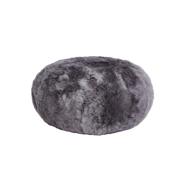 16.5" x 16.5" x 14" Gray Brisa Short-Hair Sheepskin - Ottoman Pouf