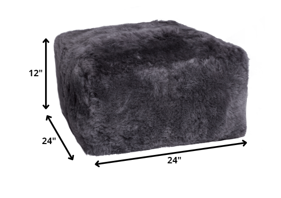 24" x 24" x 12" Brisa Short-Hair Sheepskin Cube Pouf