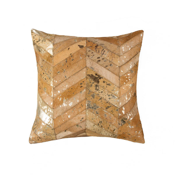 18" x 18" x 5" Gold And Tan  Pillow