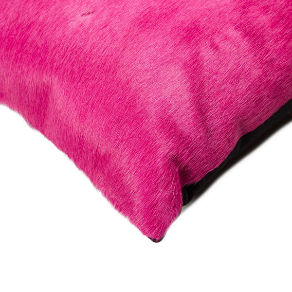 12" x 20" x 5" Fuchsia Cowhide  Pillow