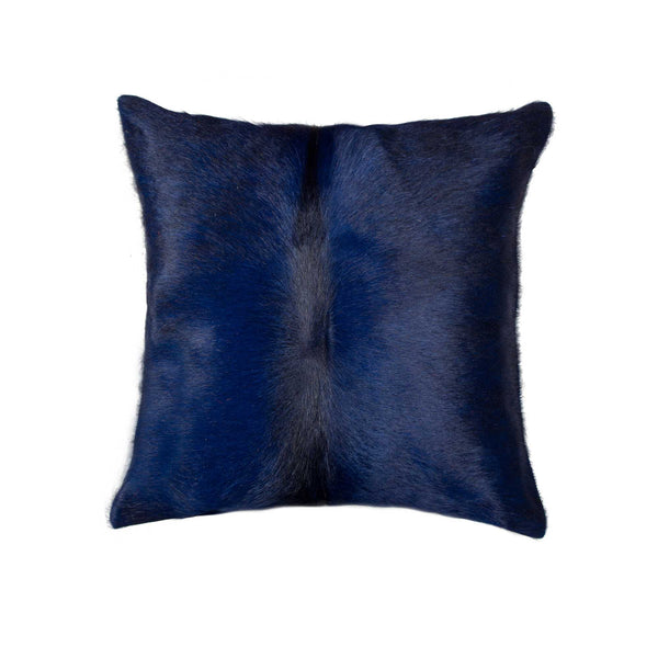 18" x 18" x 5" Navy Cowhide  Pillow