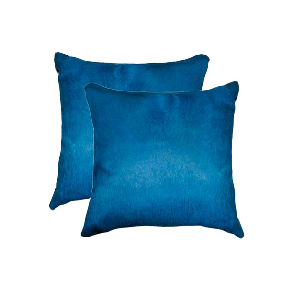 18" x 18" x 5" Royal Blue Cowhide  Pillow 2 Pack