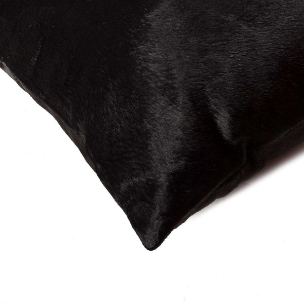 12" x 20" x 5" Black Cowhide  Pillow 2 Pack