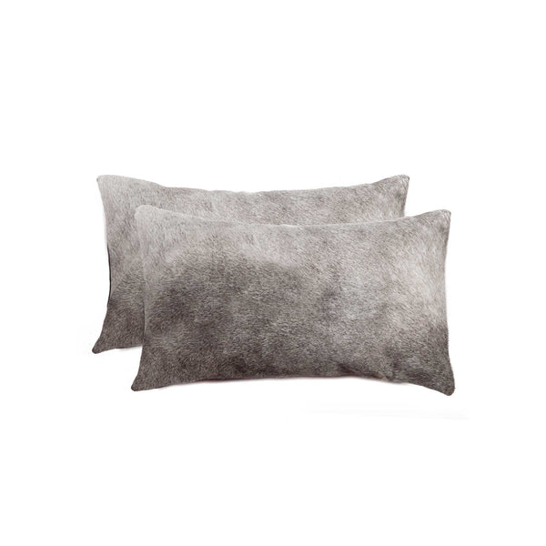 12" x 20" x 5" Gray Cowhide  Pillow 2 Pack