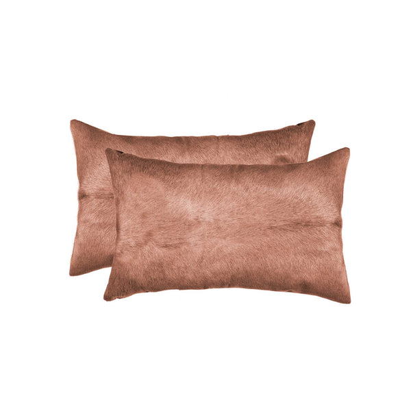 12" x 20" x 5" Brown Cowhide  Pillow 2 Pack