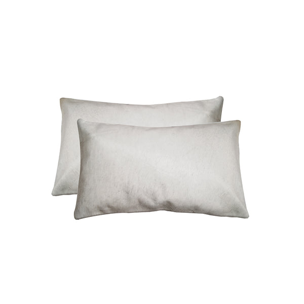 12" x 20" Off White Cowhide Set of 2 Pillows