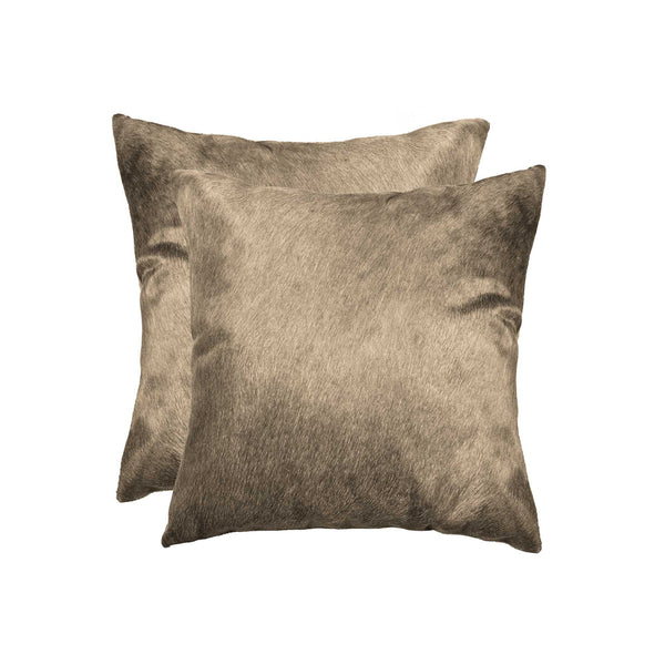 18" x 18" x 5" Taupe Cowhide  Pillow 2 Pack