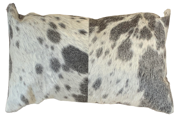 Set of 2 Gray And White Natural Cowhide Pillows