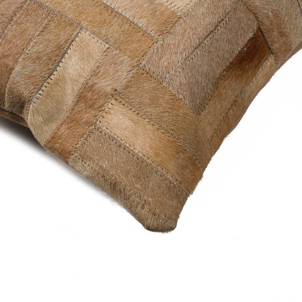 12" x 20" x 5" Natural Parquet Cowhide  Pillow