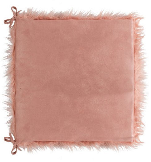 Set of 2 Cozy Mauve Rose Faux Fur Chair Pads