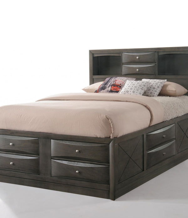 91' X 79' X 56' Eastern King Gray Oak Storage Bed