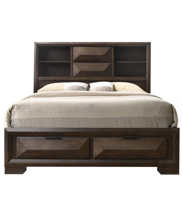 91' X 63' X 53' Espresso Rubber Wood Queen Storage Bed