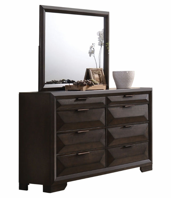 Rich Espresso Finish Wooden Rectangular Beveled Edge Mirror