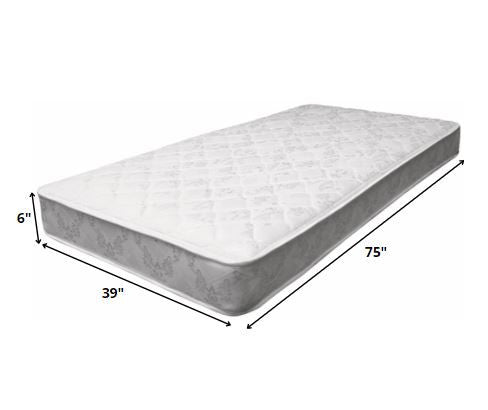 75' X 39' X 6' Twin White And Gray Fabric Mattress