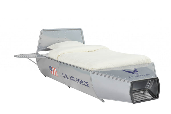 96' X 75' X 36' Silver Metal Twin Storage Bed