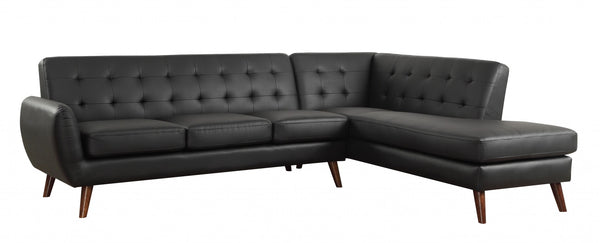 111' X 80' X 33' Black PU Sectional Sofa