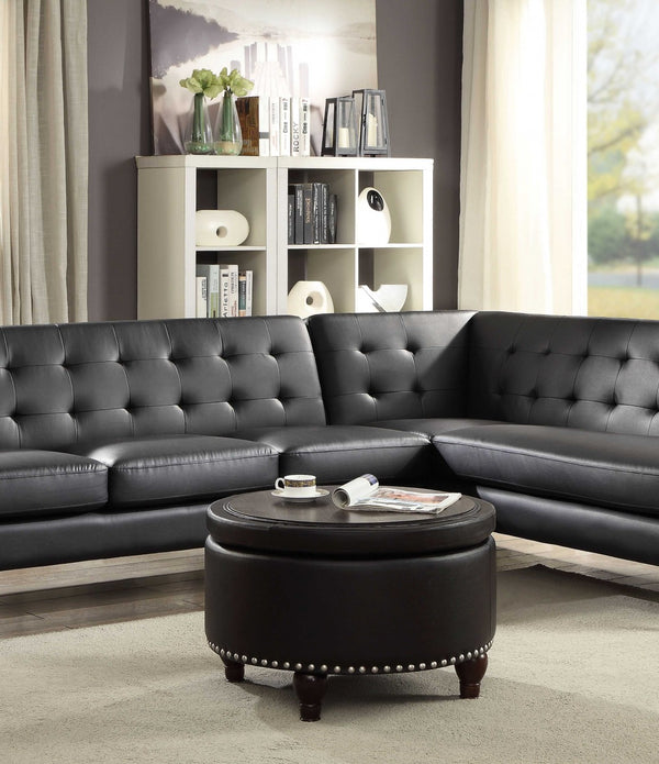 111' X 80' X 33' Black PU Sectional Sofa