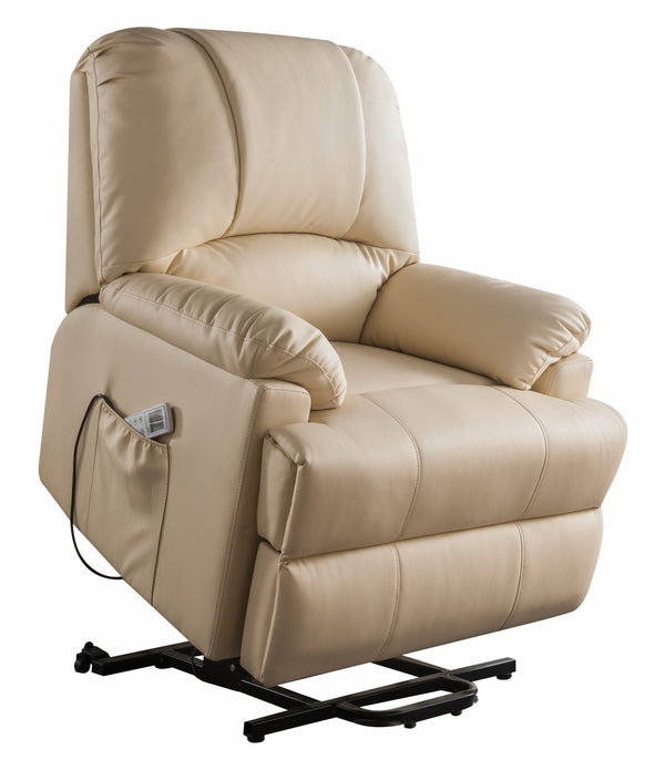 34' X 37' X 41' Beige Leatherette Power Lift Massage Recliner