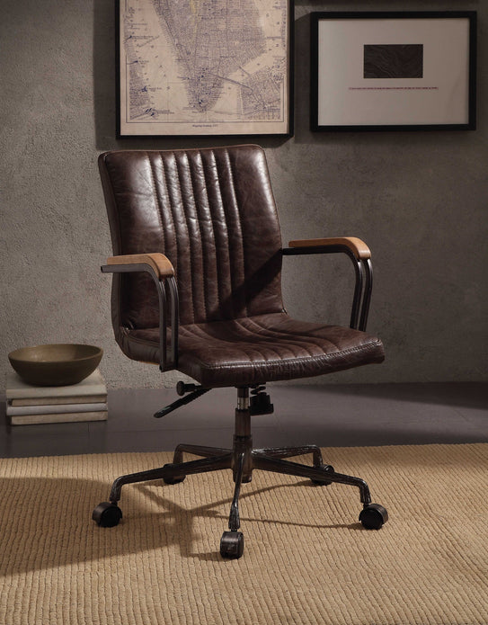 22' X 26' X 35-3' Distressed Chocolate Top Grain Leather Executive Office Chair