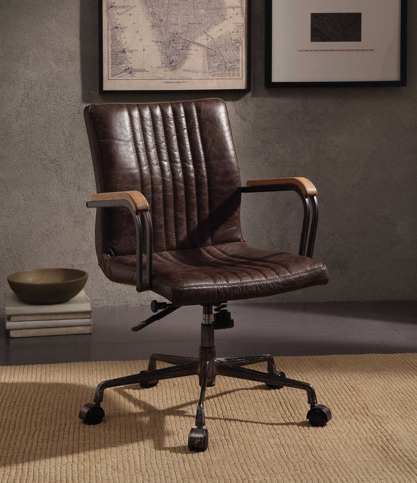 22' X 26' X 35-3' Distressed Chocolate Top Grain Leather Executive Office Chair