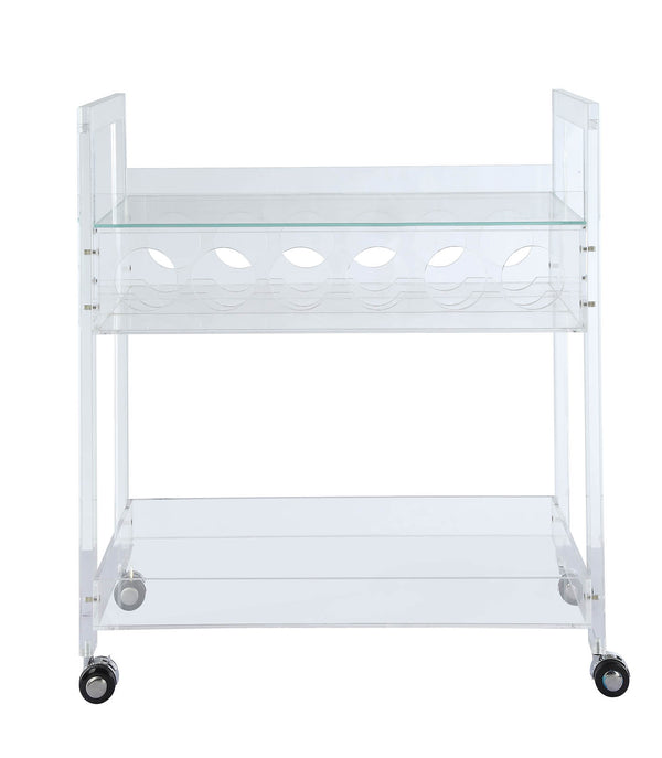 31' X 16' X 31' Clear Acrylic And Clear Glass Serving Cart