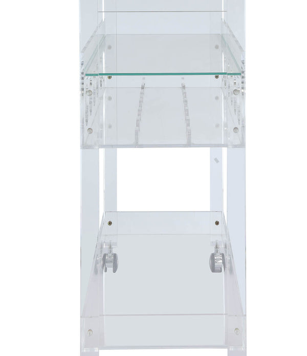 31' X 16' X 31' Clear Acrylic And Clear Glass Serving Cart