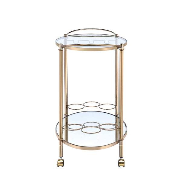 34' X 18' X 31' Champagne Metal Tube Serving Cart