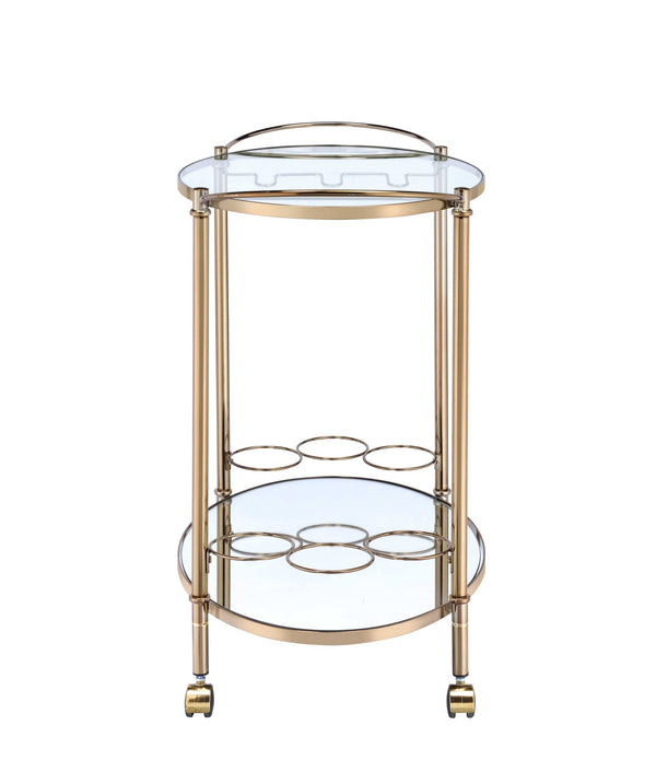 34' X 18' X 31' Champagne Metal Tube Serving Cart