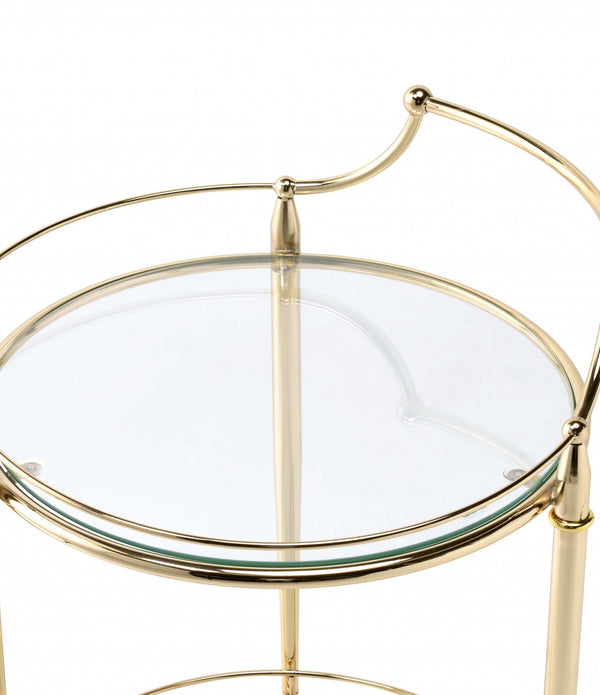 21' X 20' X 31' Gold And Clear Glass Serving Cart