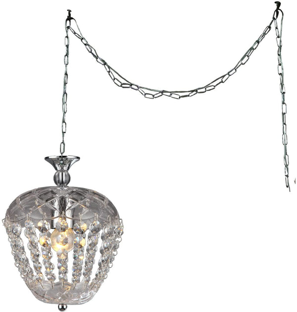 Miriam 1-light Crystal 8-inch Chrome Swag Lamp