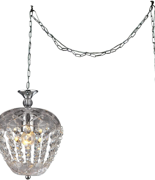 Miriam 1-light Crystal 8-inch Chrome Swag Lamp