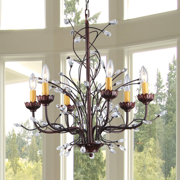 Kinsley Wonderland 6-light Crystal/ Bronze Chandelier