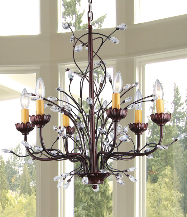 Kinsley Wonderland 6-light Crystal/ Bronze Chandelier