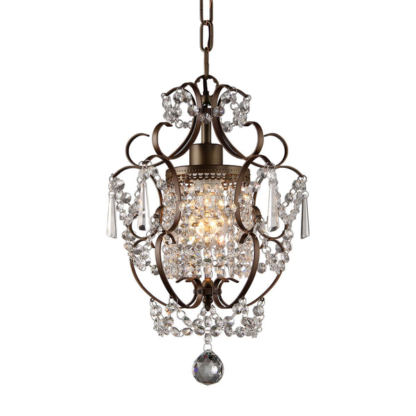 Rosalie 1-light Antique Bronze 11-inch Crystal Chandelier