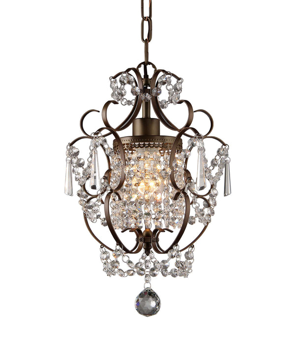 Rosalie 1-light Antique Bronze 11-inch Crystal Chandelier